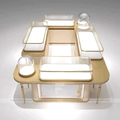 Sophisticated Champagne Gold Jewelry Showcase Counter Set