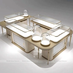 Sophisticated Champagne Gold Jewelry Showcase Counter Set