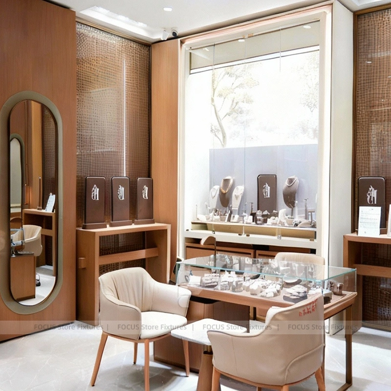 Sophisticated Fluted Wood Jewelry Feature Wall Display