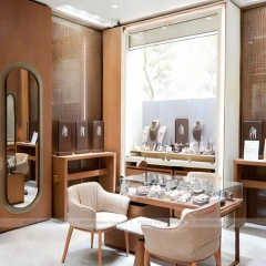 Sophisticated Fluted Wood Jewelry Feature Wall Display