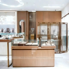 Sophisticated Fluted Wood Jewelry Feature Wall Display