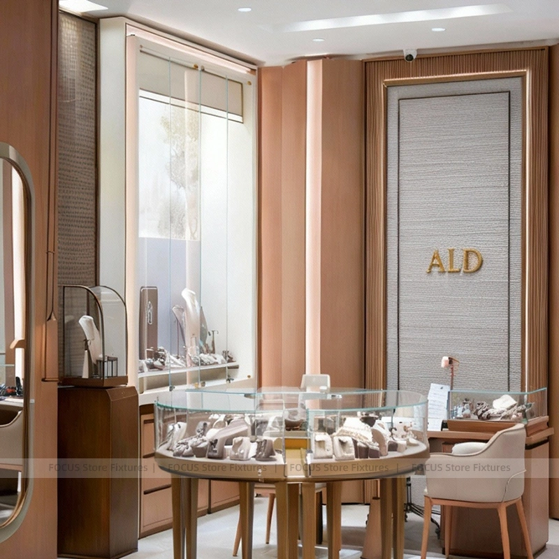 Sophisticated Fluted Wood Jewelry Feature Wall Display