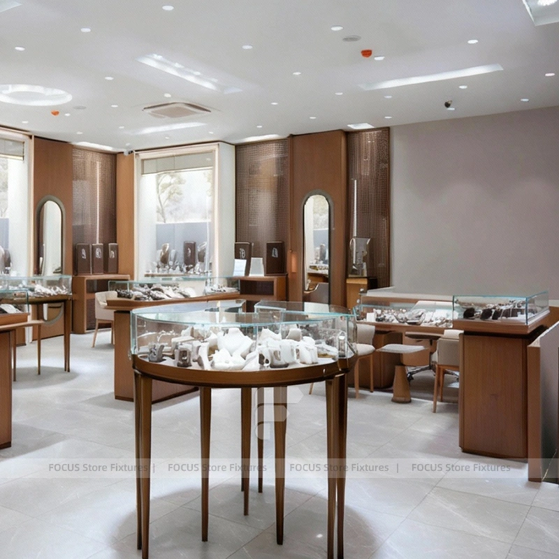 Sophisticated Fluted Wood Jewelry Feature Wall Display