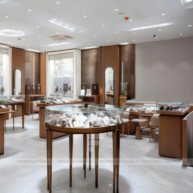 Sophisticated Fluted Wood Jewelry Feature Wall Display