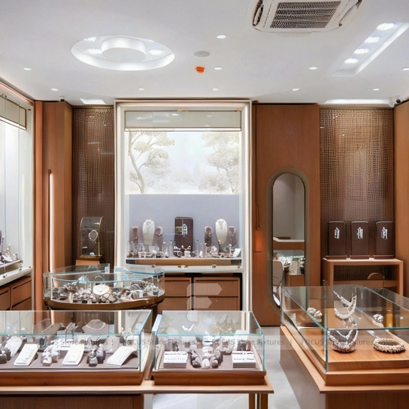 Sophisticated Fluted Wood Jewelry Feature Wall Display