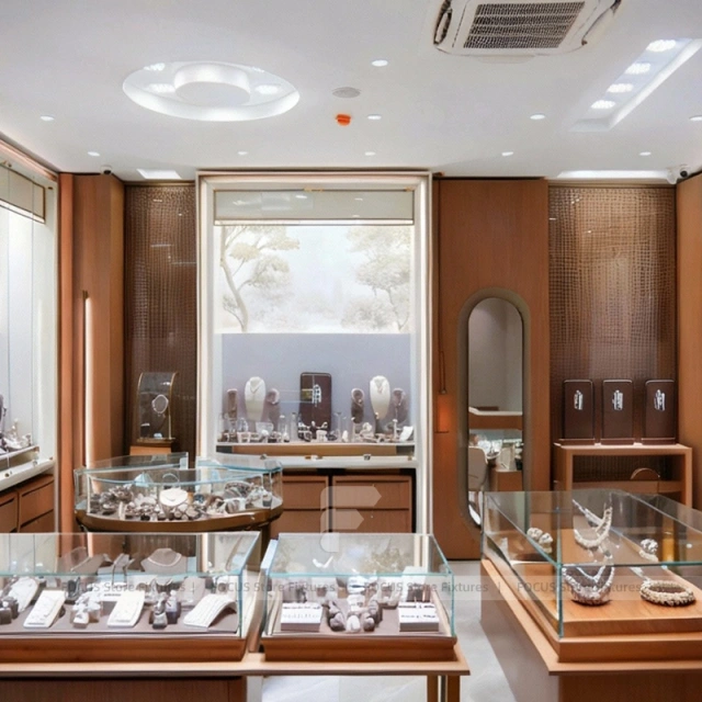 Sophisticated Fluted Wood Jewelry Feature Wall Display