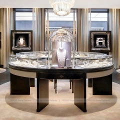 Sophisticated Fluted Wood Jewelry Showcase Counter Set