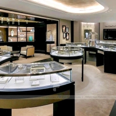 Sophisticated Fluted Wood Jewelry Showcase Counter Set