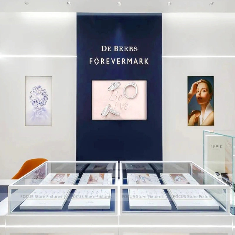 Sophisticated Marble Accent Jewelry Showcase Counter Set