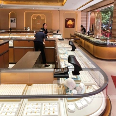 Sophisticated Walnut Jewelry Showcase Counter Set