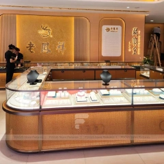 Sophisticated Walnut Jewelry Showcase Counter Set