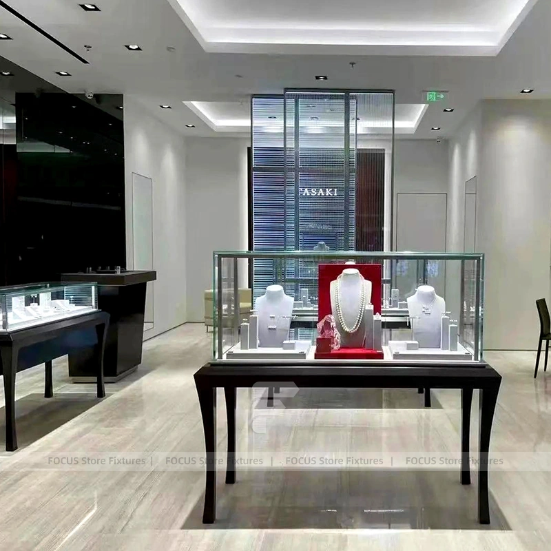 Sophisticated White Jewelry Showcase Counter Set