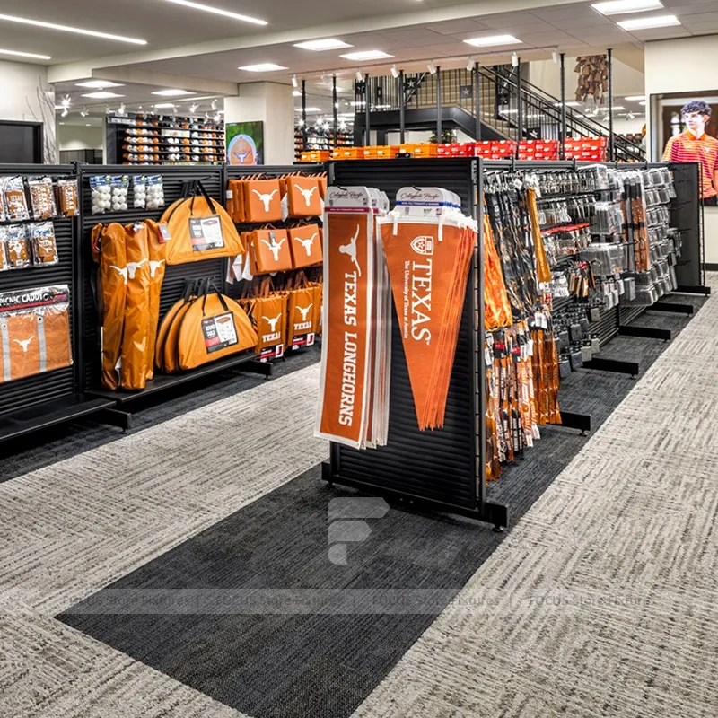University Sports Merchandise Shelving Display