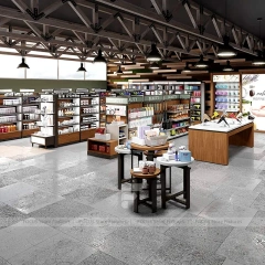 Warm Wood Retail Shelving Tables