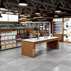 Warm Wood Retail Shelving Tables