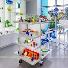White Glass Mobile Display Counter