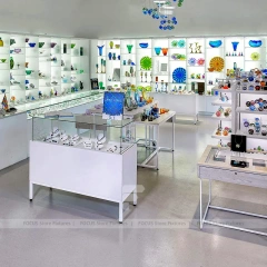 White Glass Mobile Display Counter