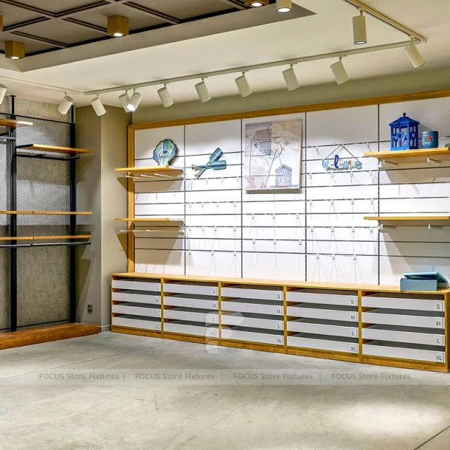 White Wood Slatwall Retail System