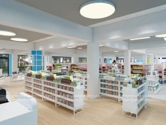 Beauty Supermarket Central Gondola and Perimeter Shelving Layout for Wig Shop