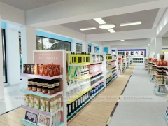 Beauty Supermarket Central Gondola and Perimeter Shelving Layout for Wig Shop