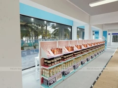 Beauty Supermarket Central Gondola and Perimeter Shelving Layout for Wig Shop