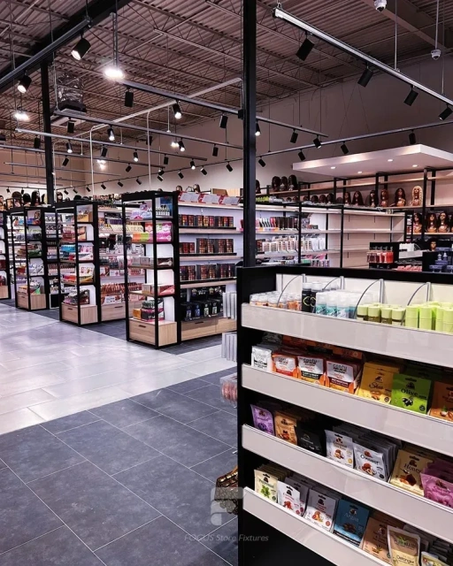 Black Framed Beauty Supply Supermarket with Central Gondolas for Wig Shop