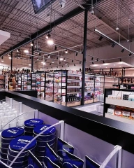 Black Framed Beauty Supply Supermarket with Central Gondolas for Wig Shop