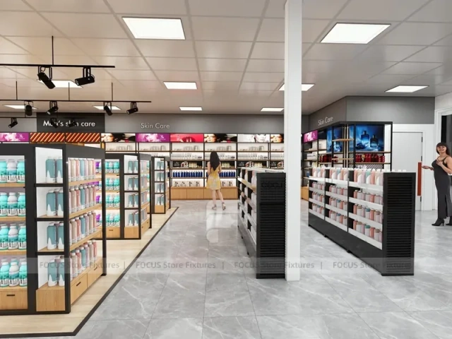 Black Framed Beauty Supply Aisle Gondola Store Layout for Wig Shop