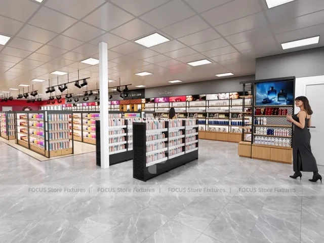 Black Framed Beauty Supply Aisle Gondola Store Layout for Wig Shop