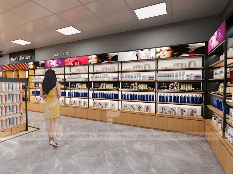 Black Framed Beauty Supply Aisle Gondola Store Layout for Wig Shop