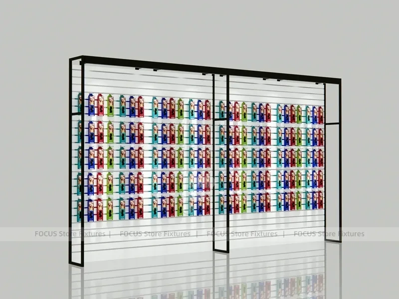 Black Framed Double Sided Hair Extension Display Wall for Beauty Store