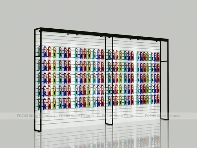 Black Framed Double Sided Hair Extension Display Wall for Beauty Store