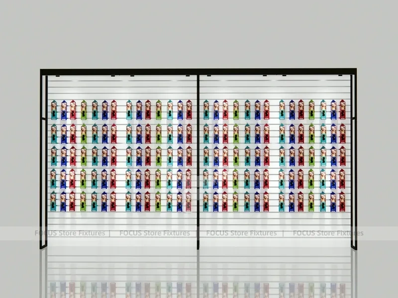 Black Framed Double Sided Hair Extension Display Wall for Beauty Store