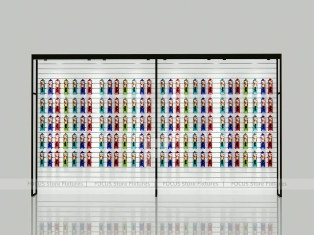 Black Framed Double Sided Hair Extension Display Wall for Beauty Store