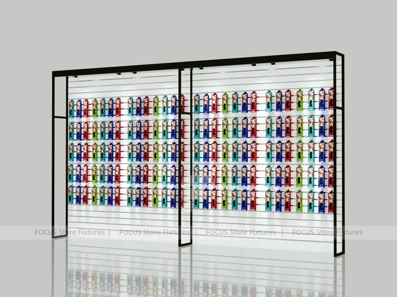 Black Framed Double Sided Hair Extension Display Wall for Beauty Store