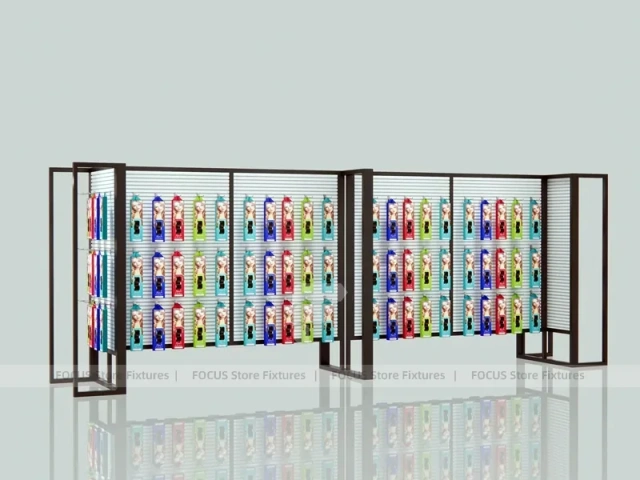 Black Framed Dual Panel Hair Extension Display Wall for Beauty Store