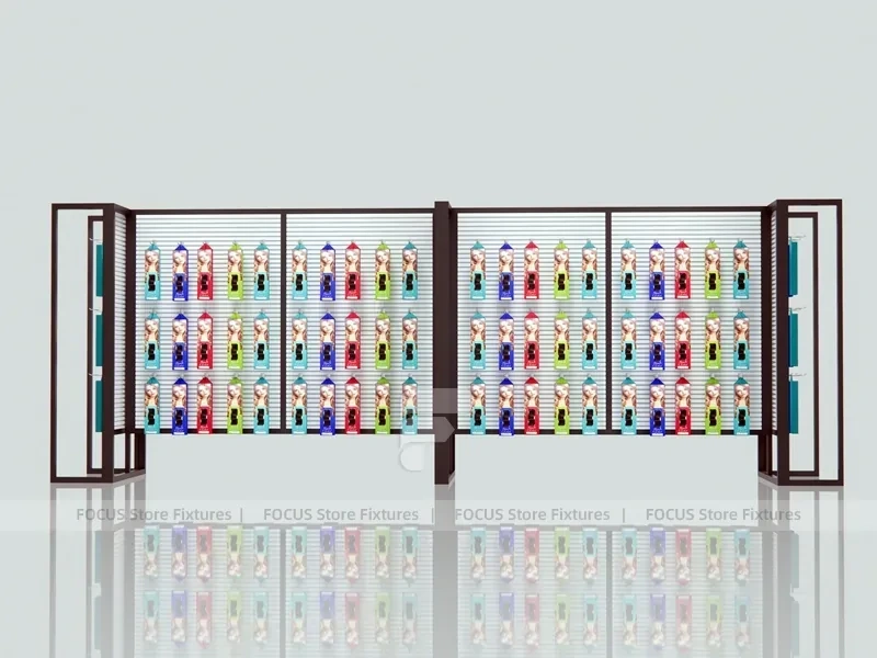 Black Framed Dual Panel Hair Extension Display Wall for Beauty Store