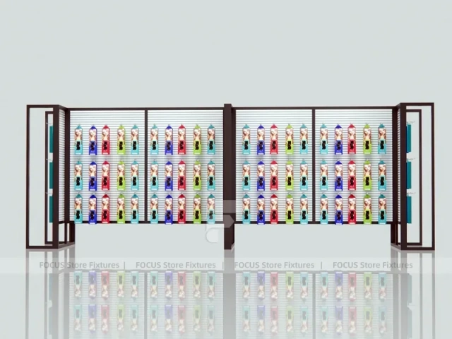 Black Framed Dual Panel Hair Extension Display Wall for Beauty Store