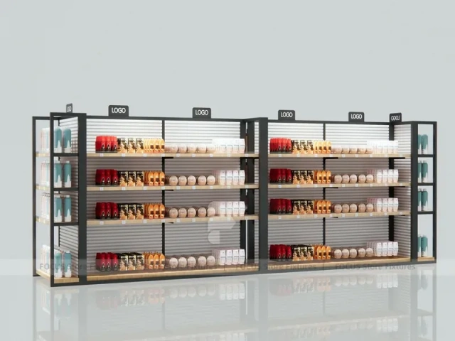 Black Framed Dual Panel Hair Extension Display Wall for Beauty Store
