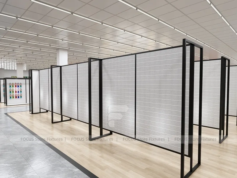 Black Framed Empty Slatwall Aisle System for Wig Store