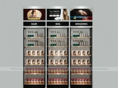 Black Framed Hair and Wig Category Wall Cabinets for Beauty Store