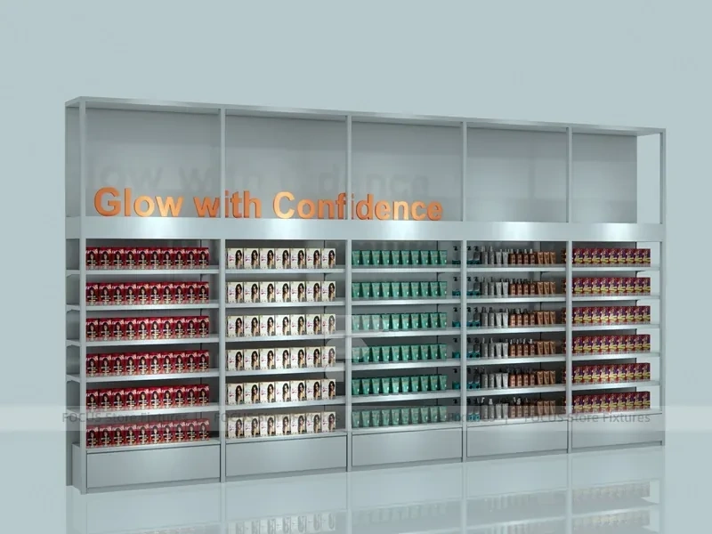 Black Framed Hair and Wig Category Wall Cabinets for Beauty Store
