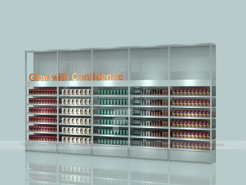 Black Framed Hair and Wig Category Wall Cabinets for Beauty Store