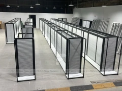 Black Framed Slatwall Display Portals for Beauty Retail for Wig Shop