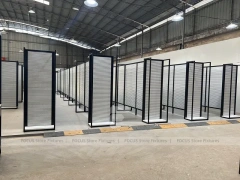 Black Framed Slatwall Hallway Display System for Wig Store