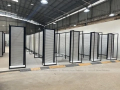 Black Framed Slatwall Hallway Display System for Wig Store
