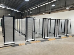 Black Framed Slatwall Hallway Display System for Wig Store