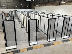 Black Framed Slatwall Hallway Display System for Wig Store