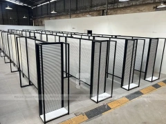 Black Framed Slatwall Maze Merchandising Corridor for Wig Store