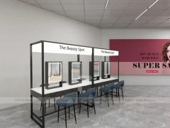 Black Metal Salon Consultation Mirrors with Waiting Counter for Wig Beauty Store